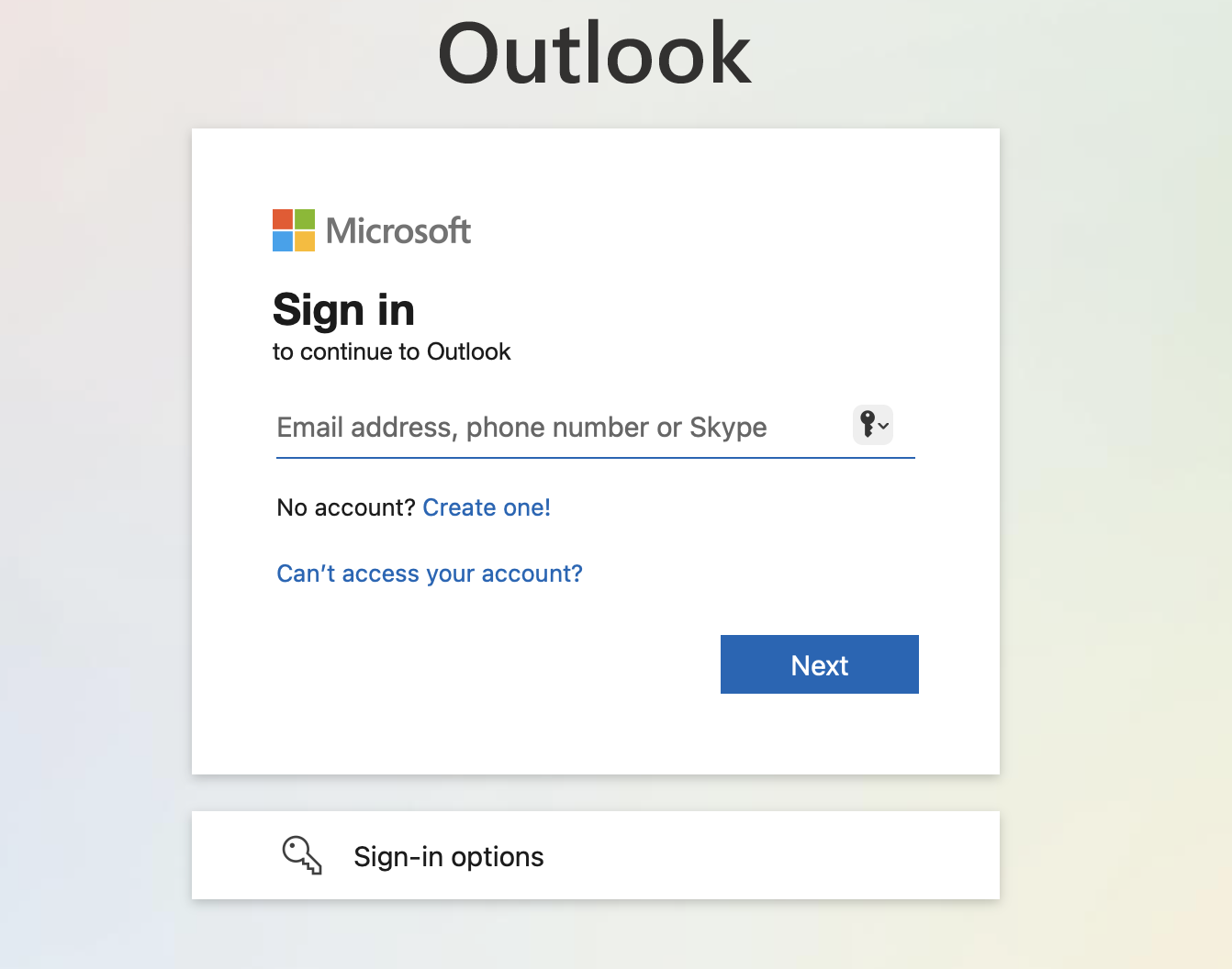 Sign in to your Outlook account